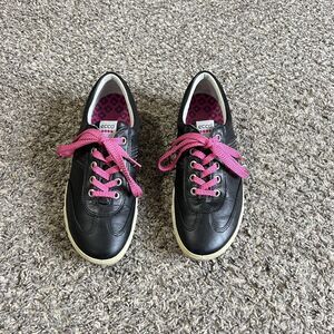 Ecco Hydromax Street Black Leather Pink Spikeless Golf Shoes Women 37 US 6.5-7